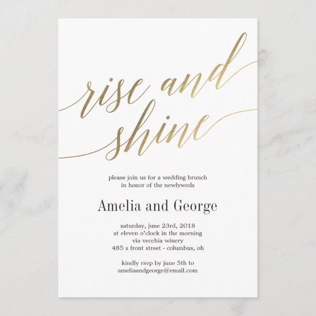 Rise And Shine Wedding Brunch Faux Gold Script