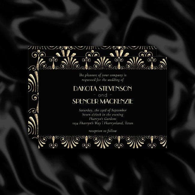 Roarin 20s Sepia Gold And Black Art Deco Wedding