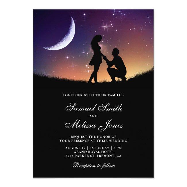Romantic Couple Crescent Moon And Stars Wedding