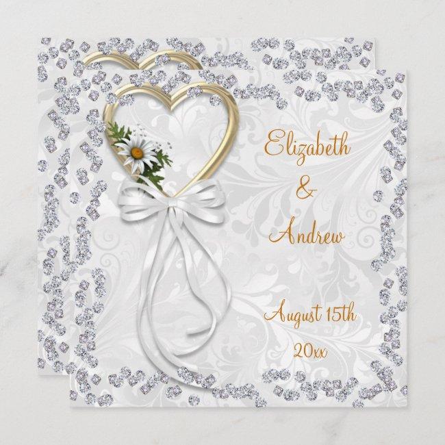 Romantic Daisy, Diamonds & White Ribbon Wedding