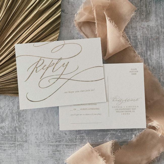 Romantic Gold Calligraphy Ivory Song Request Rsvp  Post