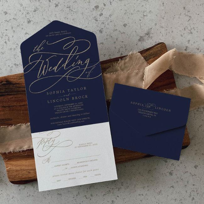 Romantic Gold Calligraphy | Navy The Wedding Of Al All In One