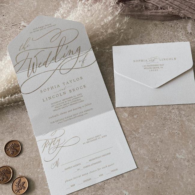 Romantic Gold Calligraphy The Wedding Of All In One