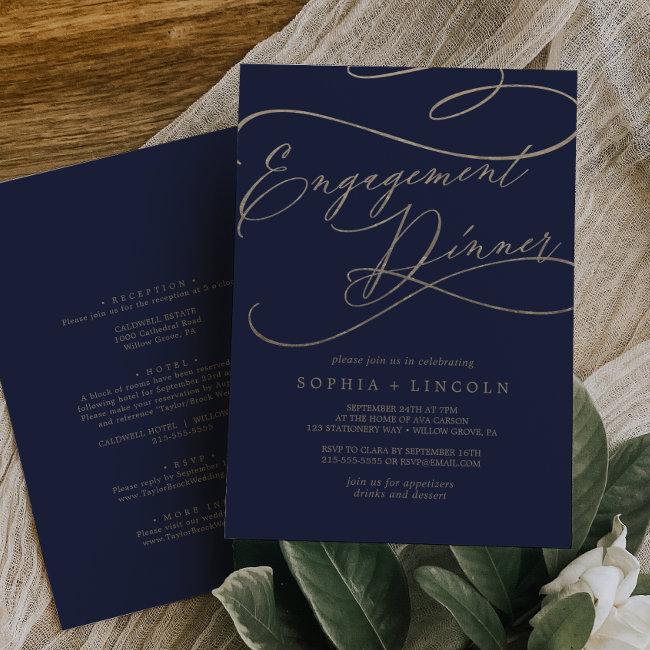 Romantic Navy Front And Back Engagement Dinner
