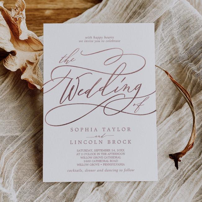 Romantic Rose Gold Calligraphy The Wedding Of