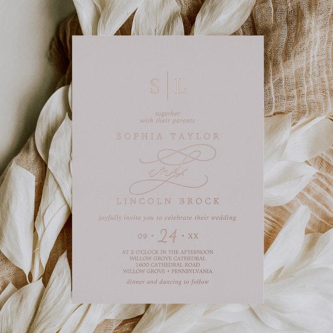 Romantic Rose Gold Foil | Blush Monogram Wedding Foil