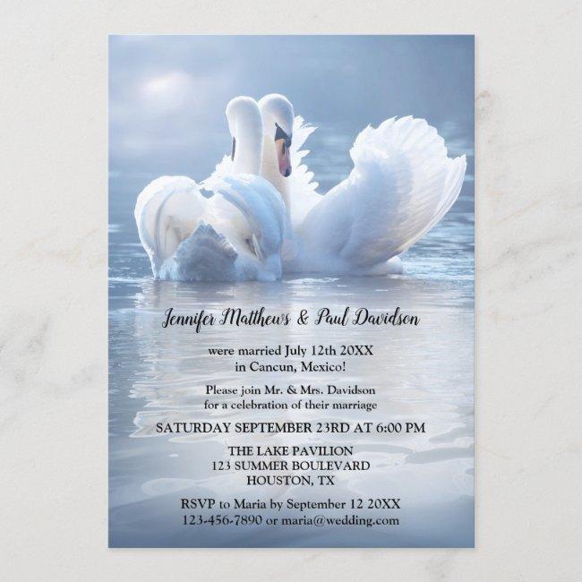 Romantic Swan Lake Wedding Reception
