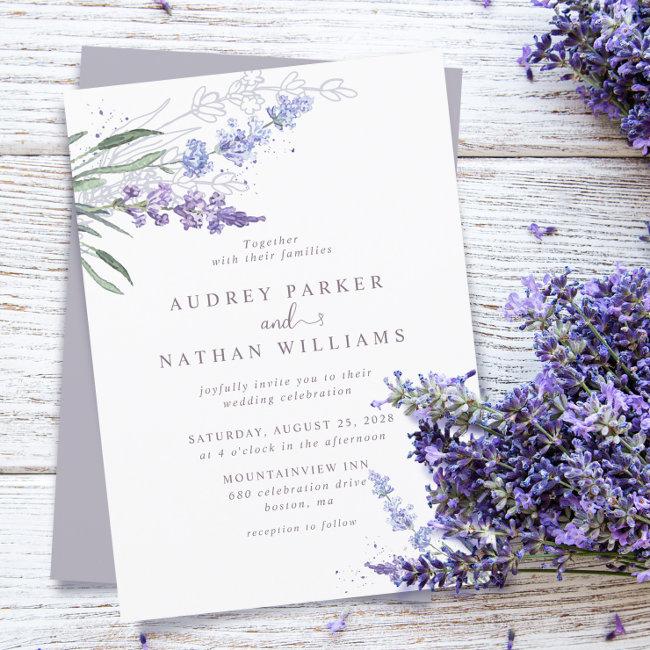 Romantic Watercolor Lavender Floral Wedding