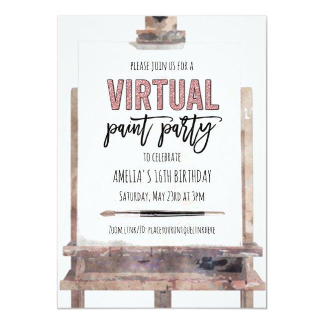 Rose Gold Glam Easel Virtual Paint Party Birthday