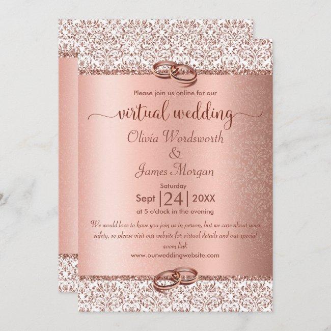 Rose Gold Monogram Glitter Virtual Wedding