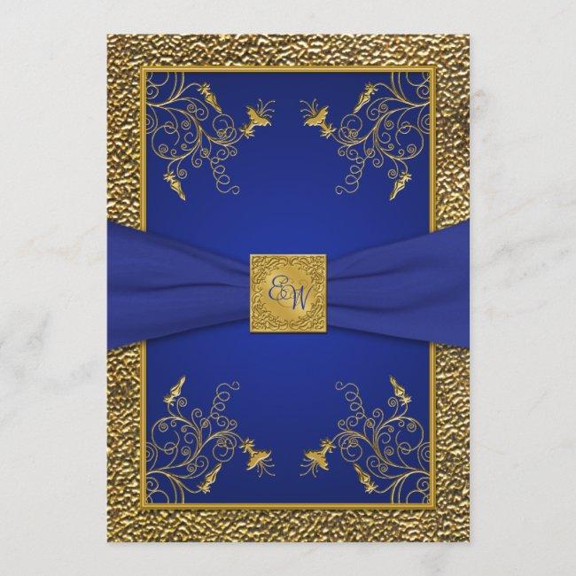 Royal Blue And Gold Monogram Wedding