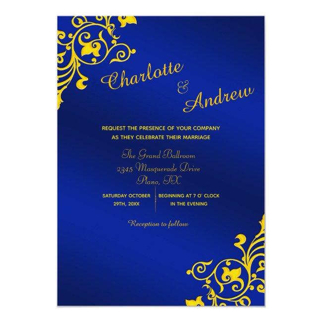 Royal Blue And Golden Yellow Floral Wedding