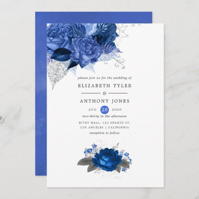 Royal Blue And Silver Floral Wedding