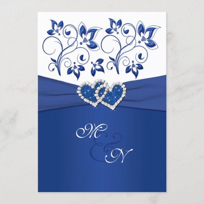 Royal Blue And White Joined Hearts