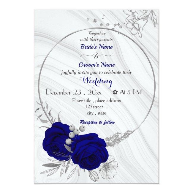 Royal Blue Flowers Silver Wreath Wedding