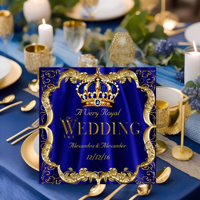 Royal Blue Navy Wedding Gold Crown 2