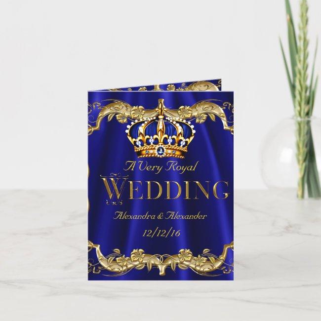 Royal Blue Navy Wedding Gold Crown Photo