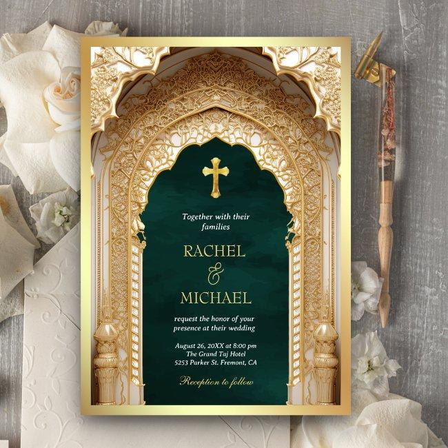 Royal Gold Arch Religious Christian Green Wedding