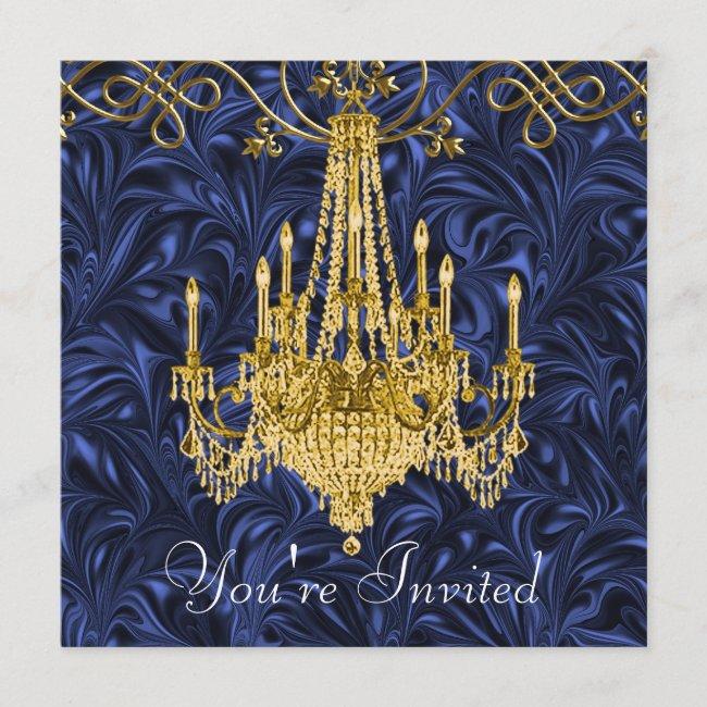 Royal Navy Blue Gold Chandelier Party