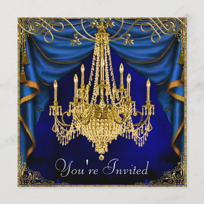 Royal Navy Blue Gold Chandelier Party