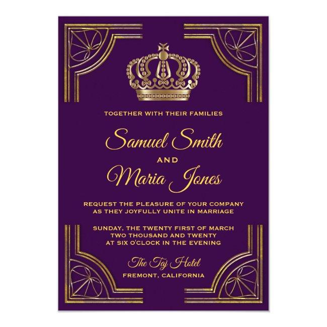Royal Purple Gold Ornate Crown Wedding