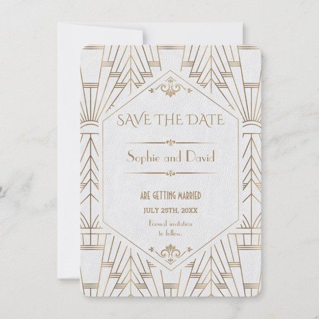 Royal White Gold Great Gatsby Save The Date