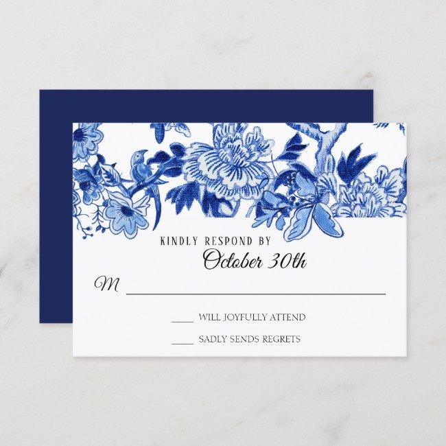 Rsvp Asian Influence Navy Blue Floral Chinoiserie