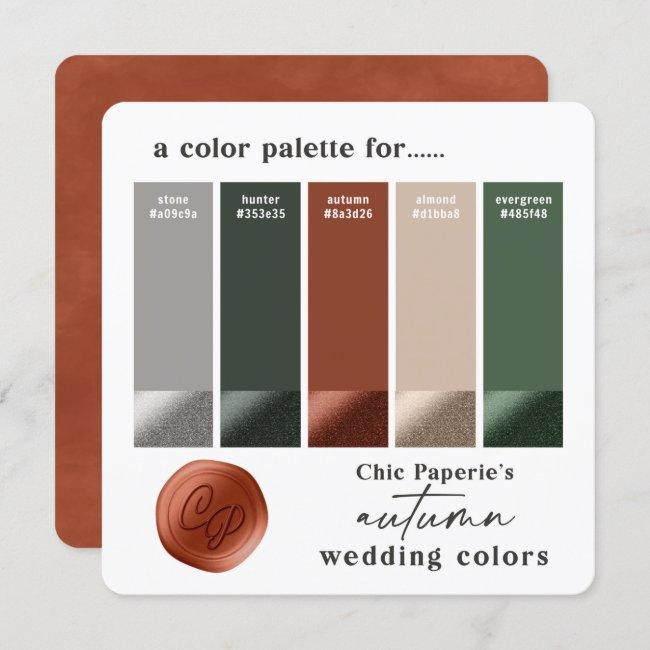 Rust Hunter Green Fall Wedding Color Palette