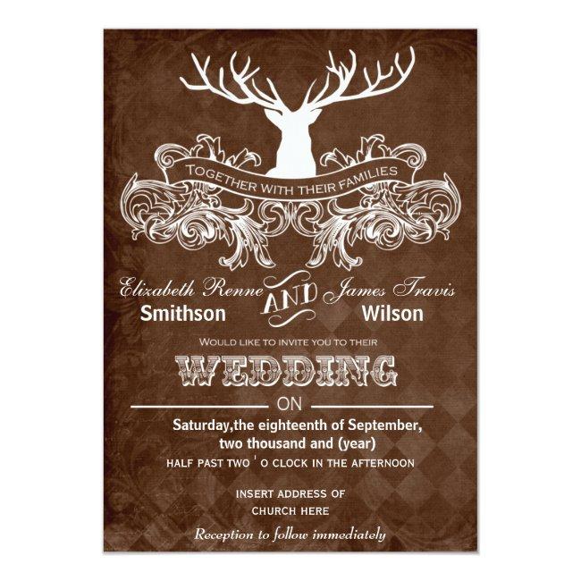 Rustic Antler Deer Winter Woodland Wedding