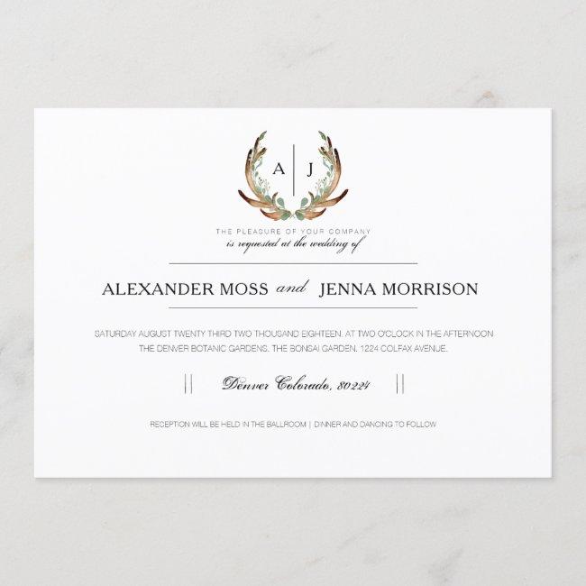 Rustic Antler | Minimalist Wedding Invite