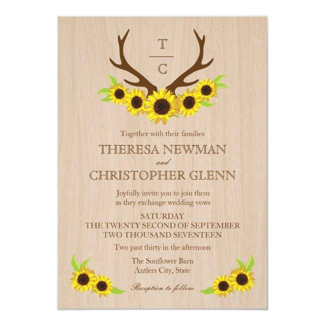 Rustic Antlers And Sunflowers Wedding