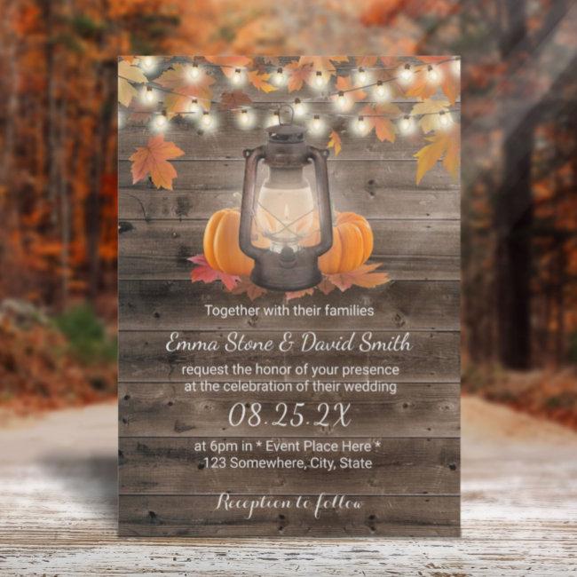 Rustic Autumn Lantern & Pumpkins Fall Wedding