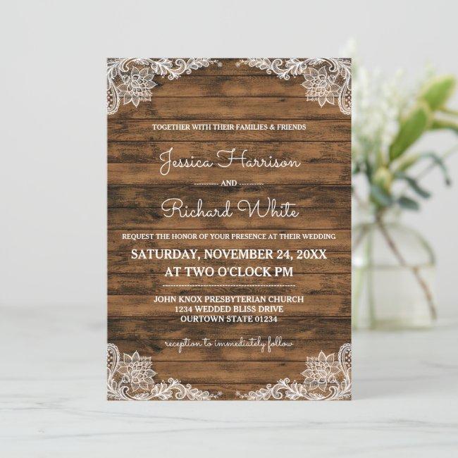 Rustic Barn Wood And Lace Wedding