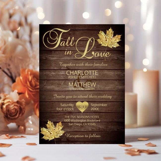 Rustic Barnwood Country Gold Fall In Love Wedding