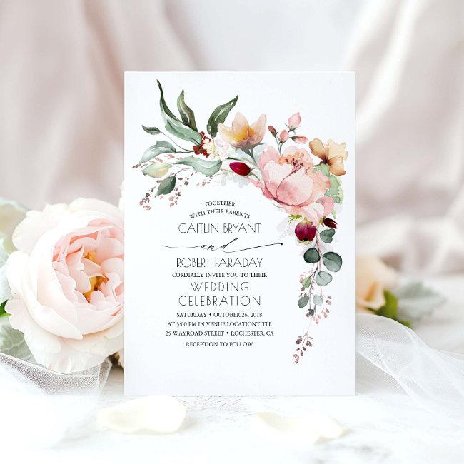 Rustic Bloom And Faux Rose Gold Foil Wedding