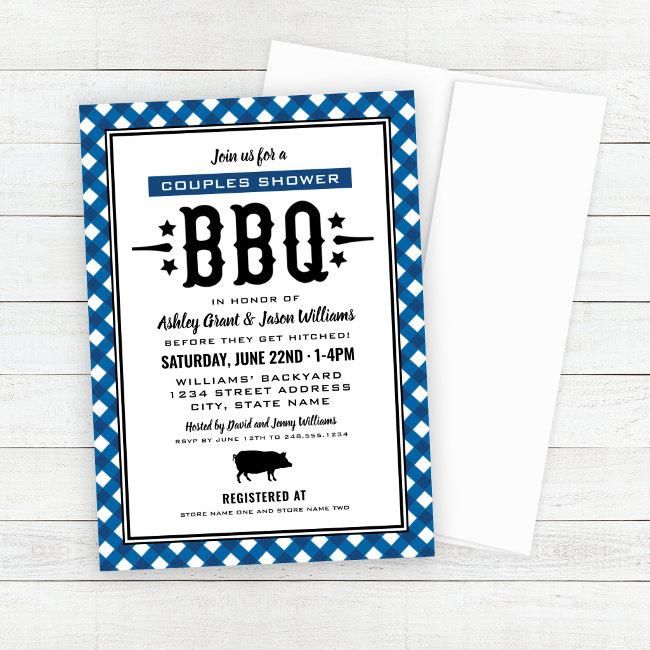 Rustic Blue Gingham Wedding Couples Shower Bbq