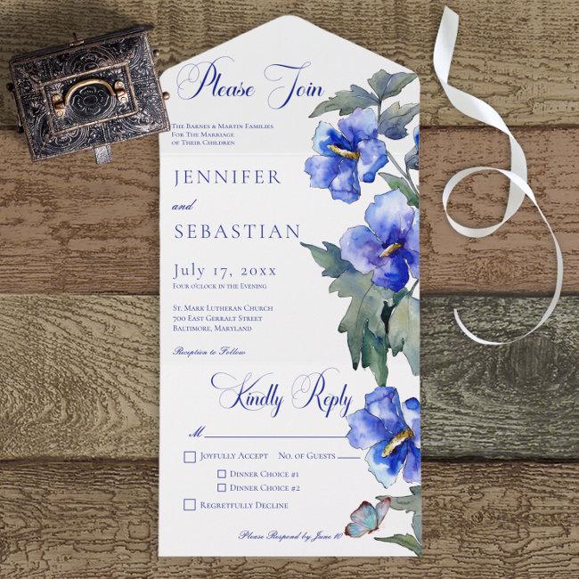 Rustic Blue Morning Glory Floral Dinner All In One