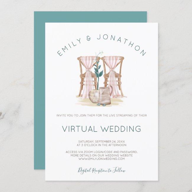 Rustic Boho Chairs Blue Eucalyptus Virtual Wedding