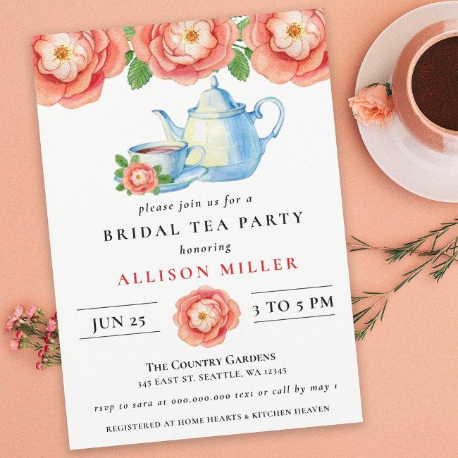 Rustic Chic Coral Floral Tea Party Baby Shower