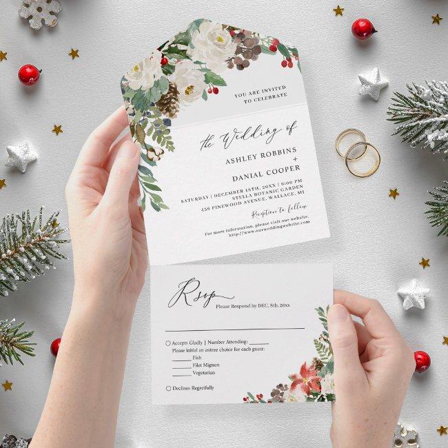 Rustic Chic Winter Floral Pine Berries Wedding All In One