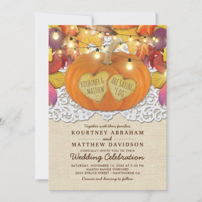 Rustic Country Autumn Pumpkin Lace Wedding