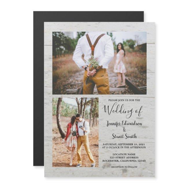 Rustic Country Barn Wood Photo Collage Wedding Magnetic