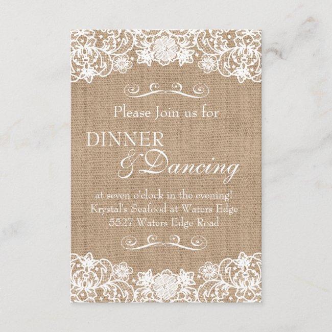 Rustic Country Burlap Lace Wedding Announcement
