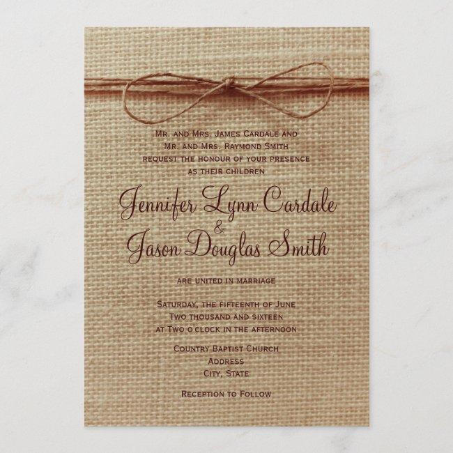 Rustic Country Burlap Twine Bow Wedding