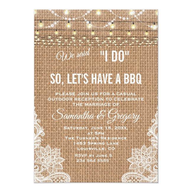 Rustic Country Lace String Lights I Do Bbq Invite