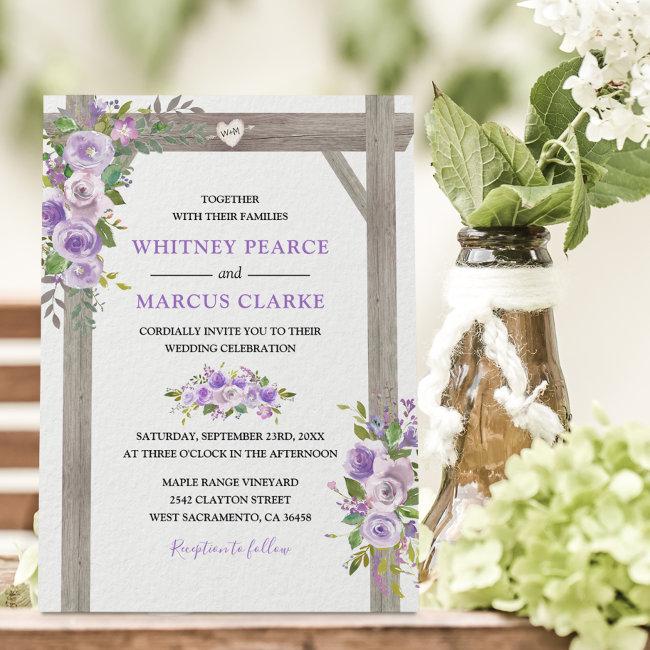 Rustic Country Purple Floral Wedding Pergola