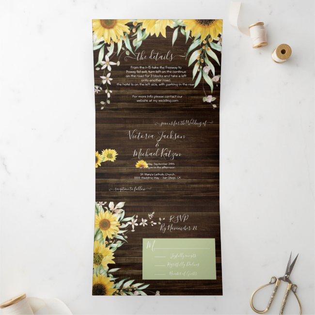 Rustic Country Sunflower Wedding Tri-fold