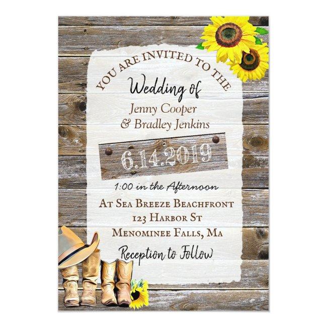 Rustic Cowboy Boots And Sunflowers Wedding