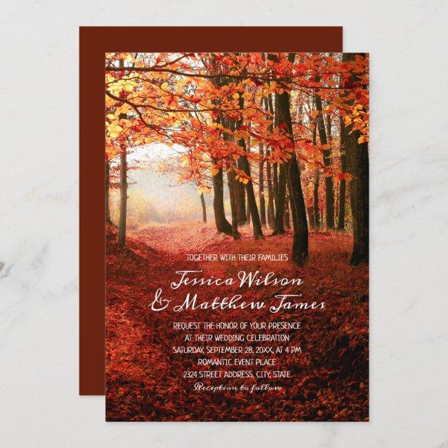 Rustic Fall Forest Burgundy Autumn Country Wedding