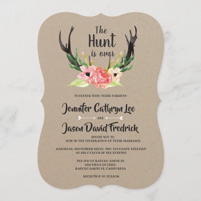 Rustic Floral Antler Hunt Is Over Wedding